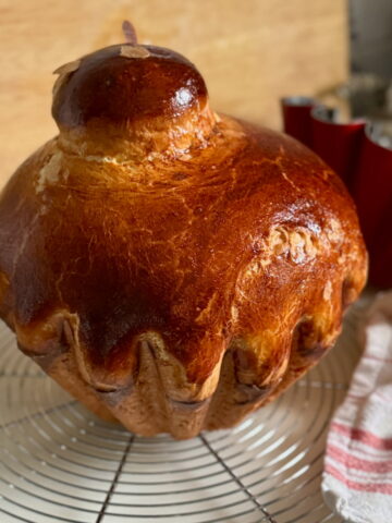 classic Parisian brioche with a little head on top